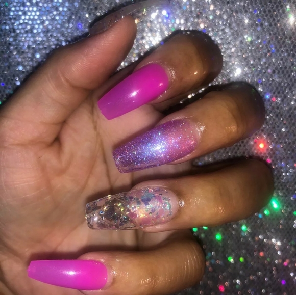 Other - Custom made Purple galaxy nails